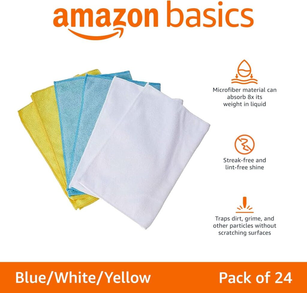 Get the best microfiber cloths for cleaning mirrors. These Amazon Basics reusable towels are ultra-absorbent, lint-free, and perfect for streak-free shine.